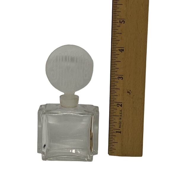 Faberge 4" Perfume Cologne Bottle France Art Glass Crystal Etched Disc Stopper - Picture 12 of 14